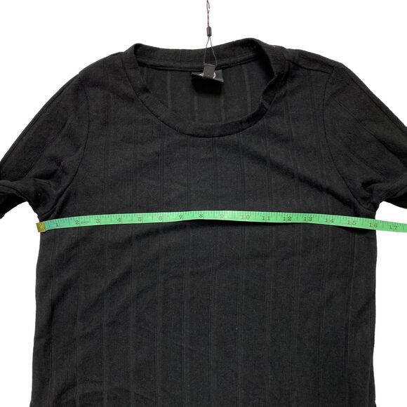 BOBEAU *NEW* Black 3/4 Sleeve Ribbed Stripe Crew Neck Knit Top Size XS - Picture 10 of 10